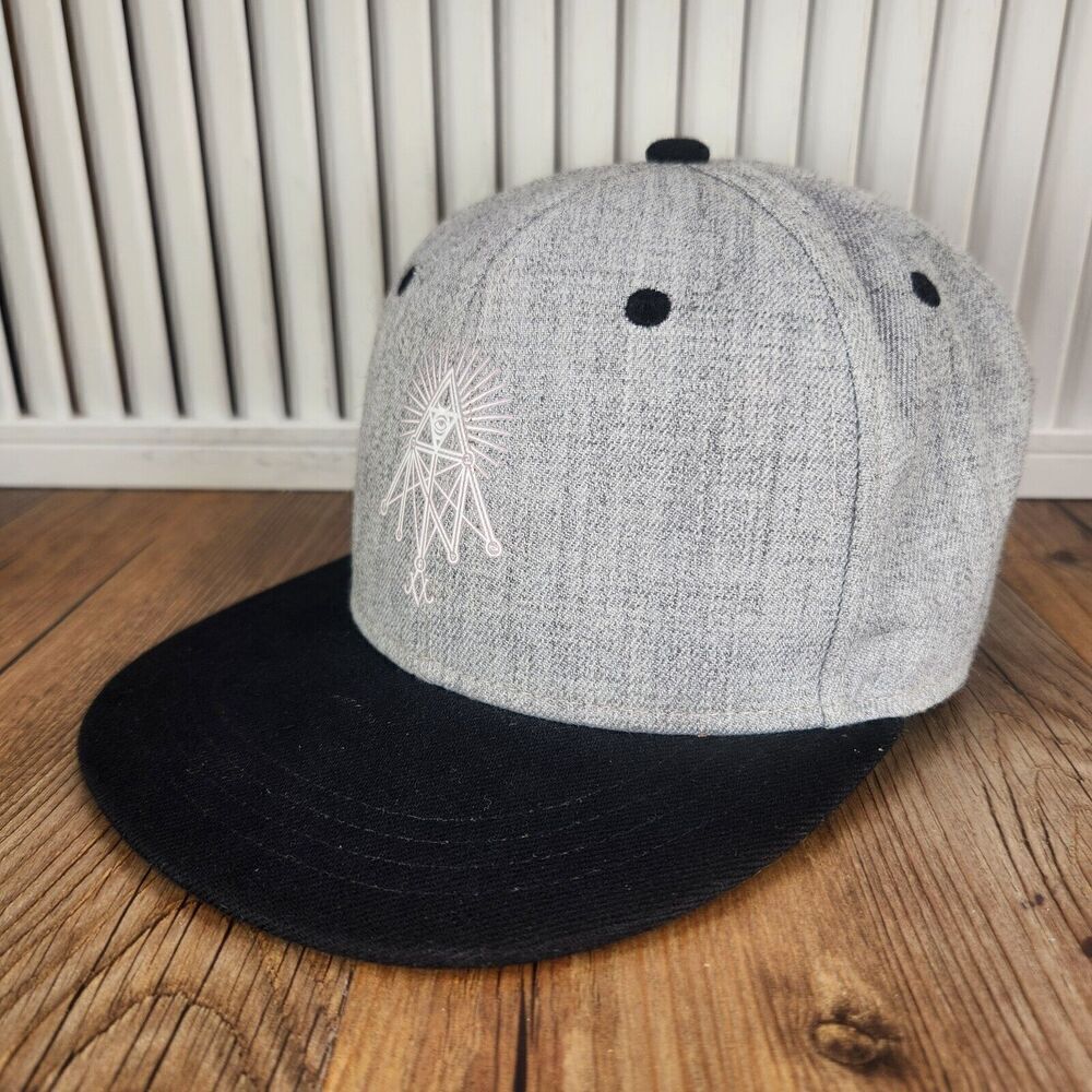 Illuminati Occult Geometric Sandwich Hat Cap Snapback Gray Hip Hop Three In Logo
